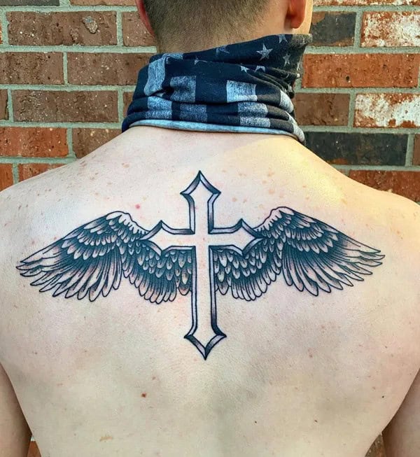 Cross with Wings Tattoo