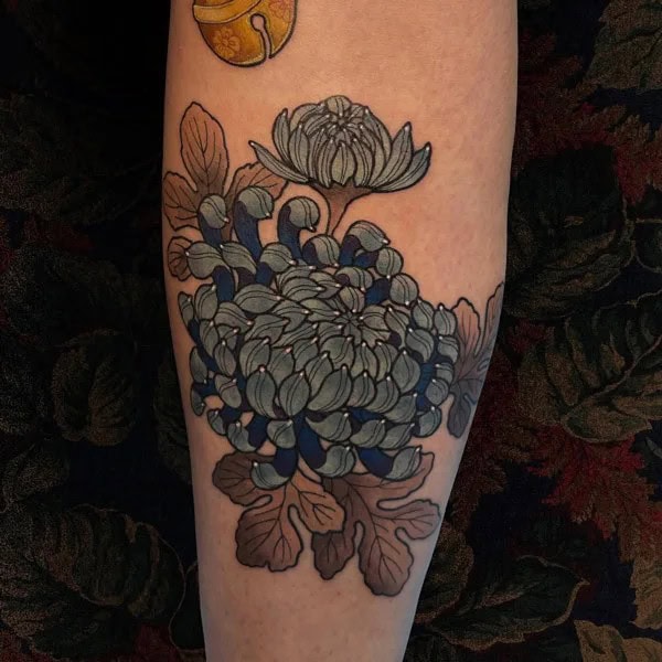 Neo Traditional November Birth Flower Tattoo