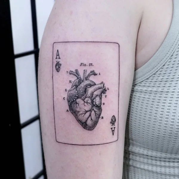 Anatomical Heart Tattoo On Chest