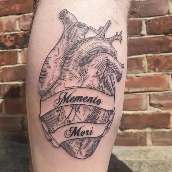 Anatomical Heart Tattoo On Chest