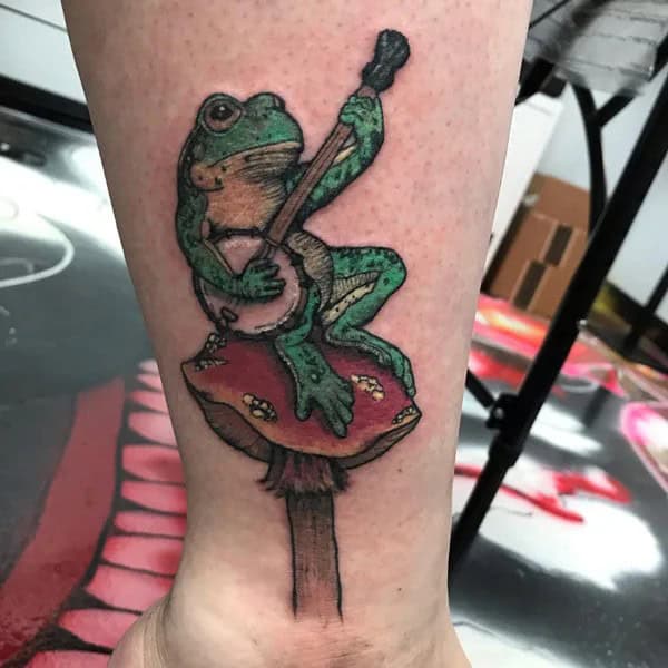 Frog Playing Banjo Tattoo