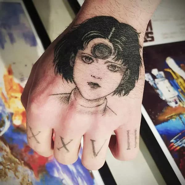 Geometric Junji Ito Tattoo