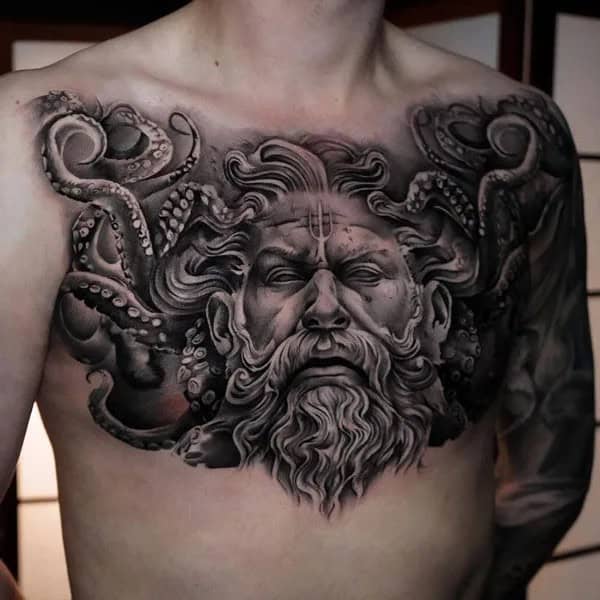 Poseidon Chest Tattoo