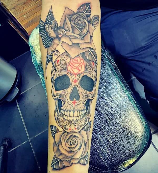 Sugar Skull Rose Tattoo