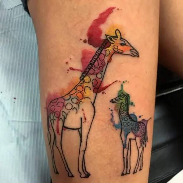 Mom And Baby Giraffe Tattoo