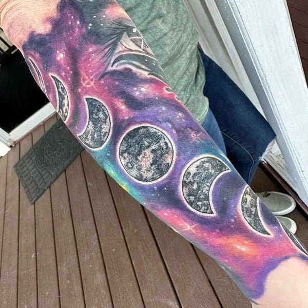 Galaxy Moon Phase Tattoo