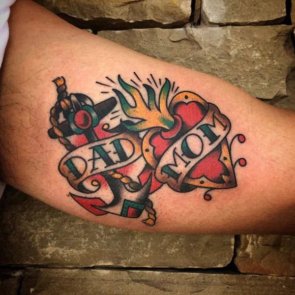 Mom and Dad Flower Tattoo