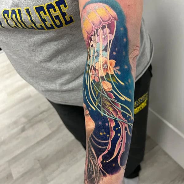 Jellyfish Flower Tattoo