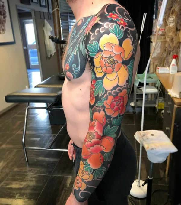 Japanese Flower Sleeve Tattoo