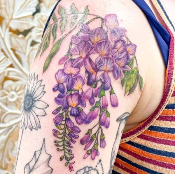 Wisteria Thigh Tattoo