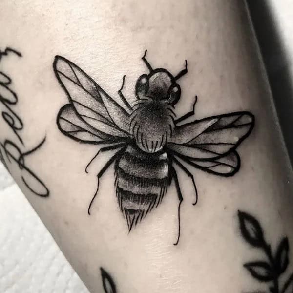 Black and White Bee tattoo