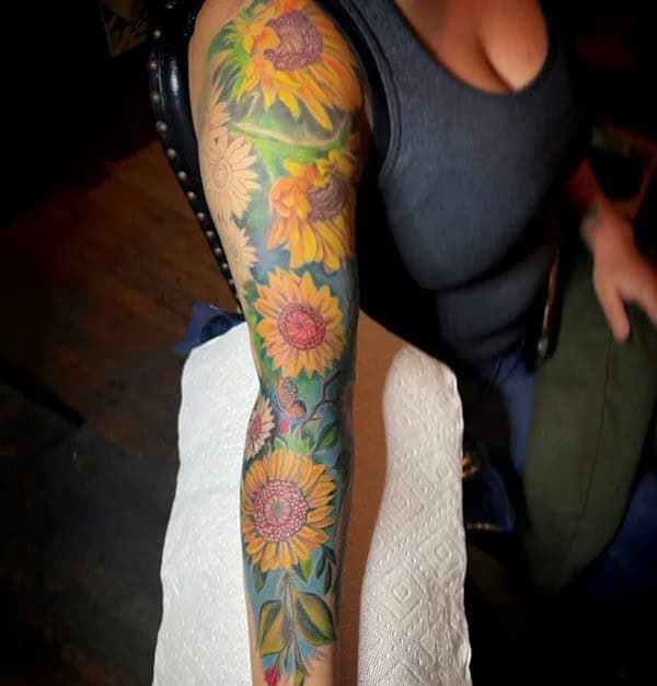 Sunflower Sleeve Tattoo