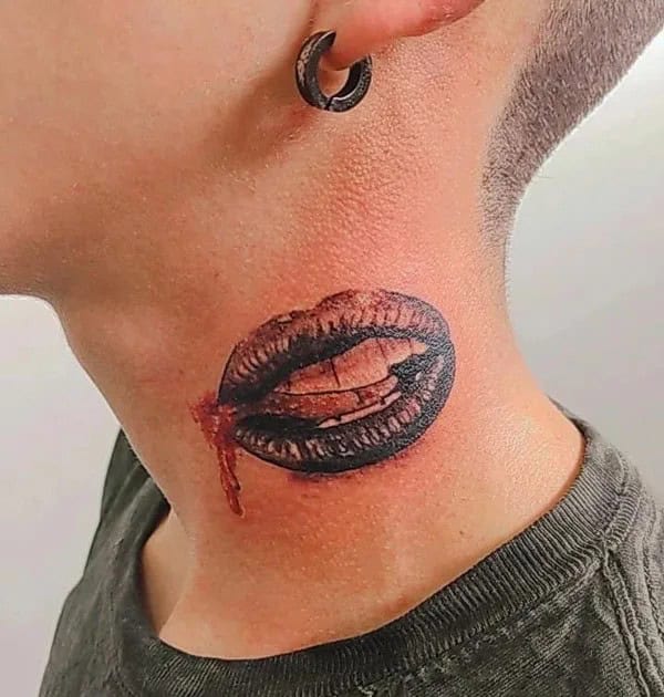 Feisty Neck Lip Tattoo