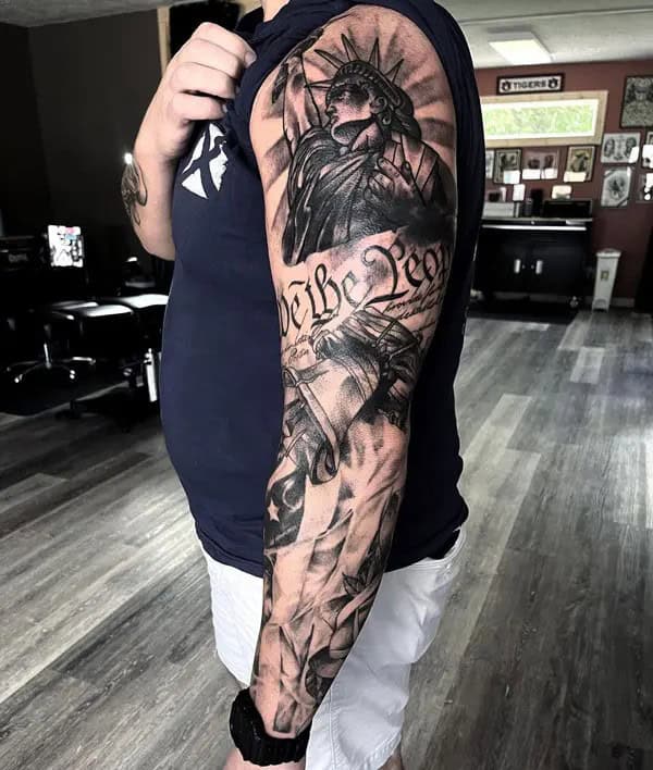 American Flag Sleeve Tattoo