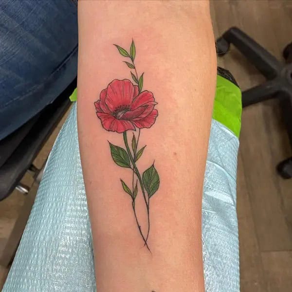 Cute Poppy Flower Tattoo