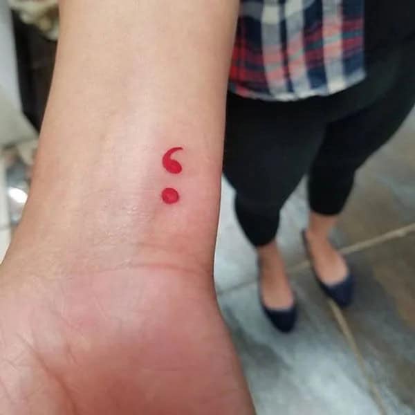 Semicolon Tattoo on Wrist