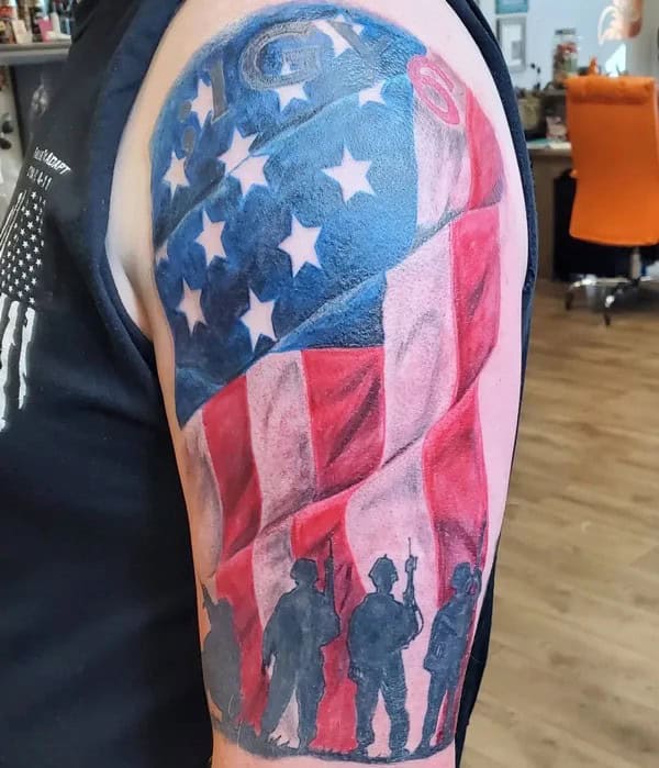 Military American Flag Tattoo