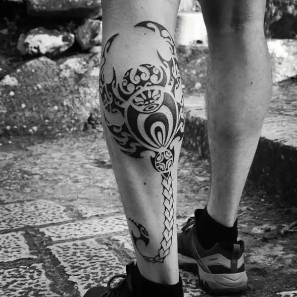 Polynesian Leg Tattoo