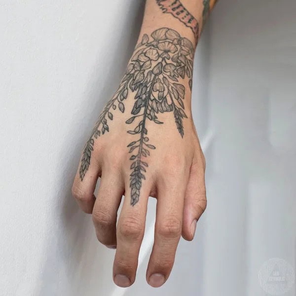 Wisteria Hand Tattoo