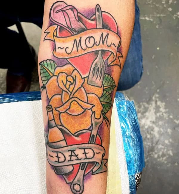 Mom and Dad Flower Tattoo