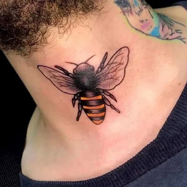 Bee Neck Tattoo