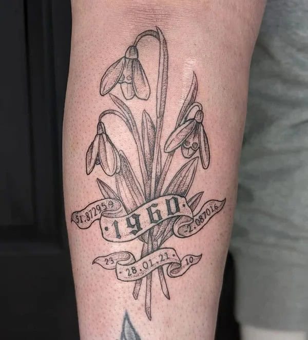 January Birth Flower Memorial Tattoo