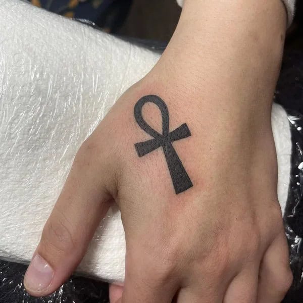 Ankh Hand Tattoo