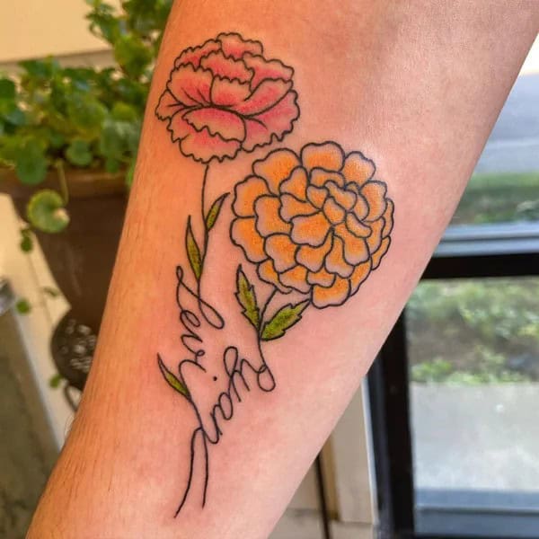 October Birth Flower Name Tattoo