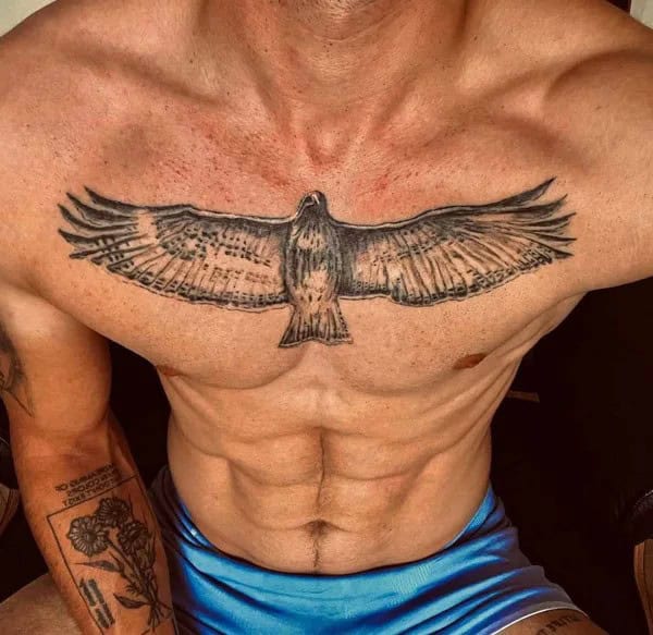 Hawk Chest Tattoo