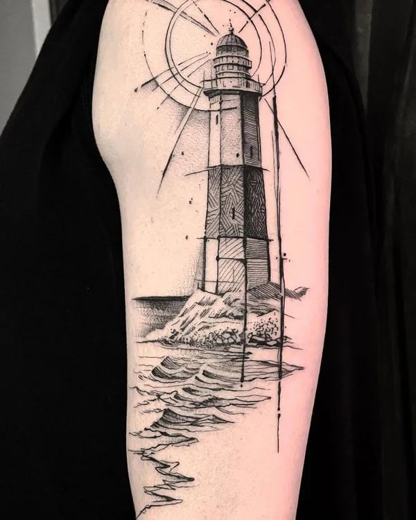 Lighthouse Ocean Tattoo