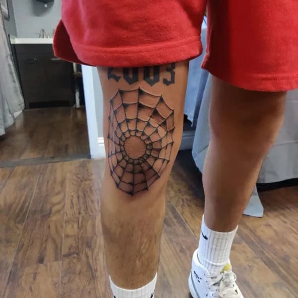 Spider Web Knee Tattoo