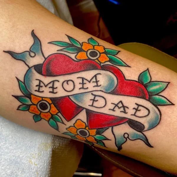 Mom and Dad Flower Tattoo