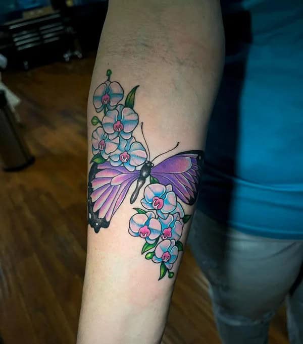 Orchid and Butterfly Tattoo