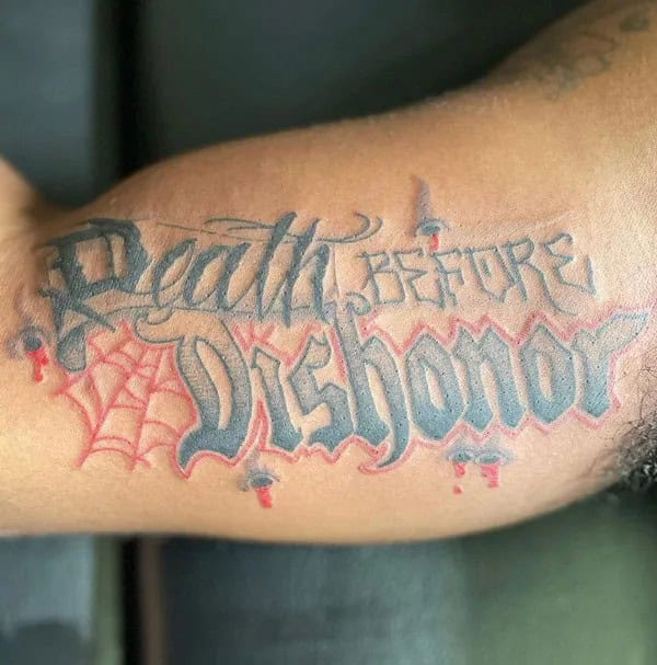 Death Before Dishonour Bicep Tattoo