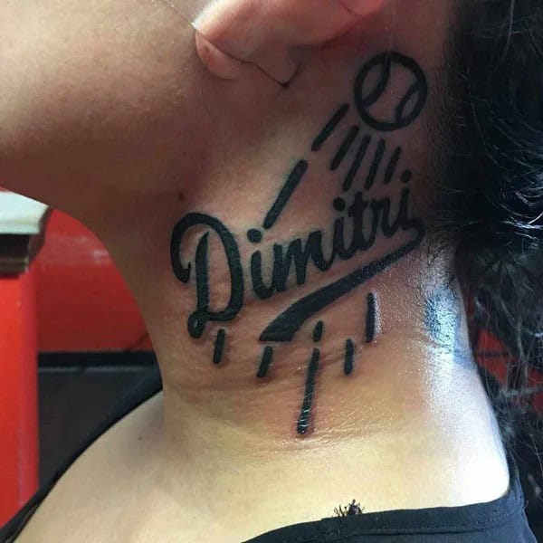 Son’s Name Tattoo on Neck