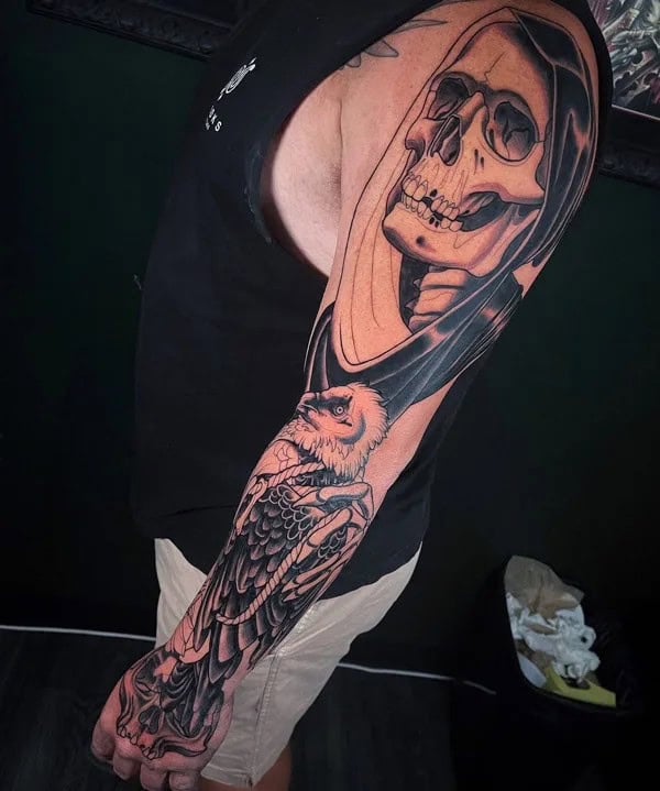 Grim Reaper Sleeve Tattoo