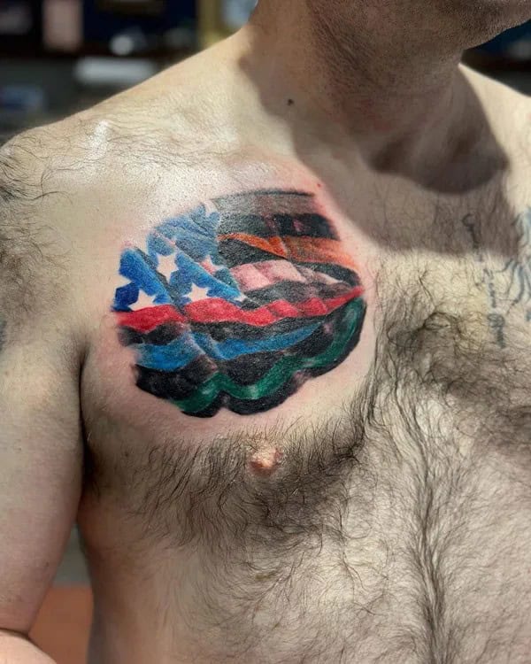 Patriotic Chest Tattoo