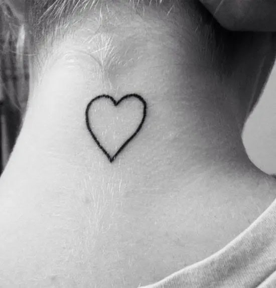 Empty Heart Tattoo on Neck