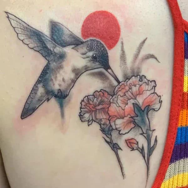 Marigold and Bird Tattoo