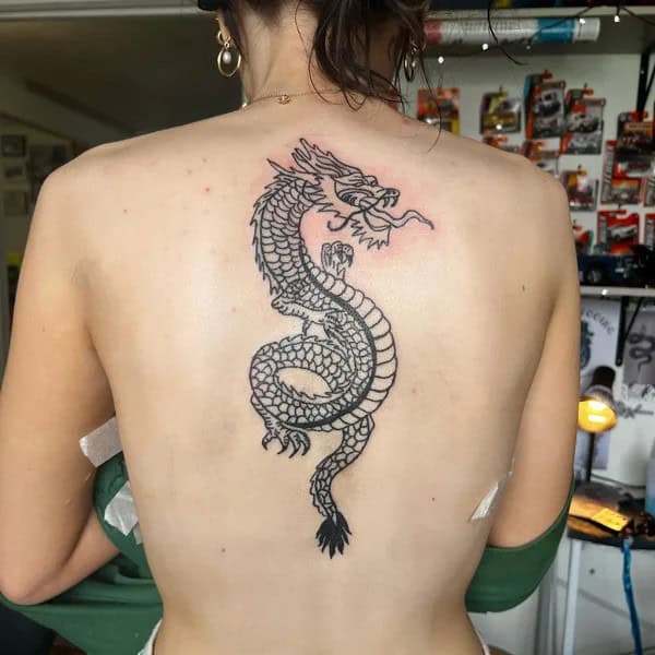 Chinese Dragon Back Tattoo