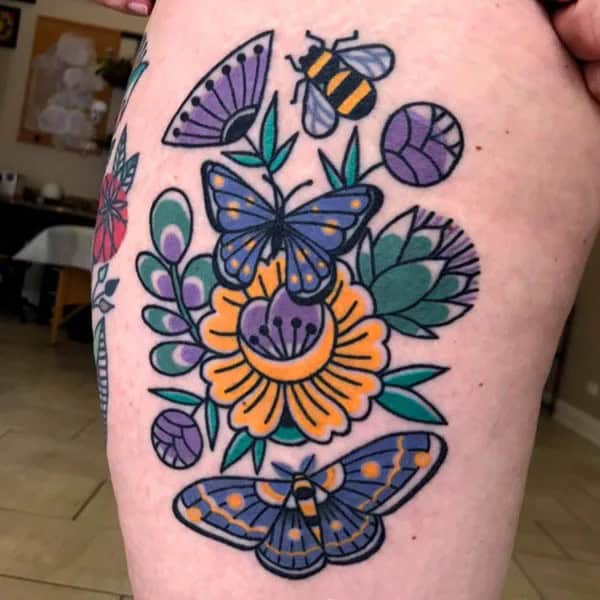 Butterfly and Bee Tattoo