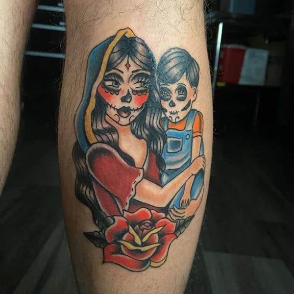 Mother Son Traditional Tattoo