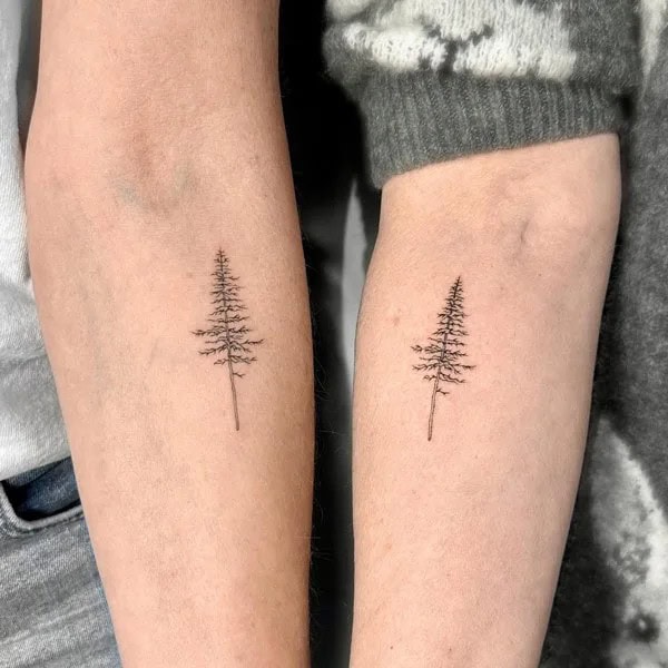 Matching Pine Tree Tattoo