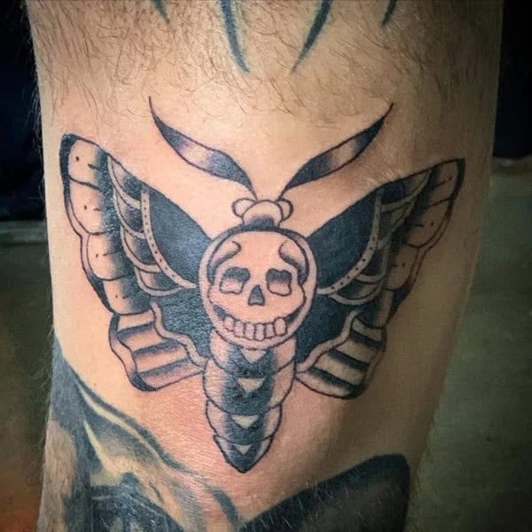 Death Moth Knee Tattoo