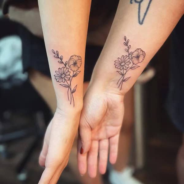 Matching September Birth Flower Tattoo