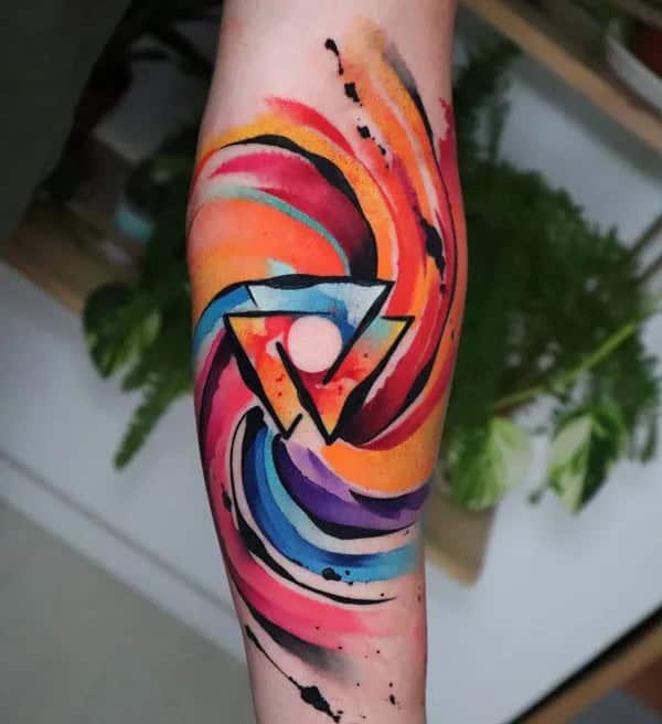 Watercolor Valknut Tattoo