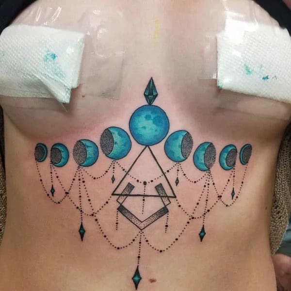 Moon Phases Tattoo Under Breast