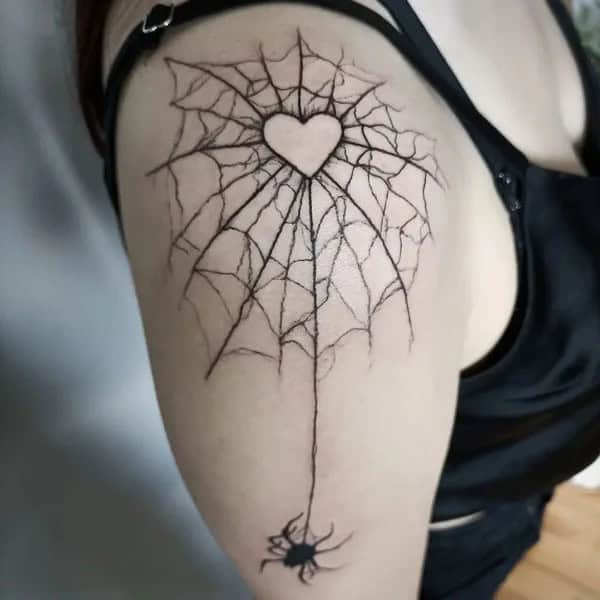 Spider Web Shoulder Tattoo