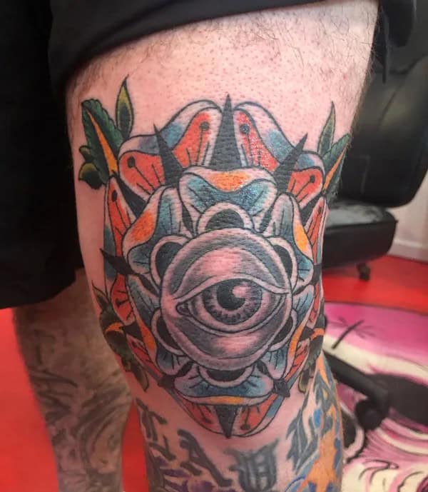 All Seeing Eye Knee Tattoo