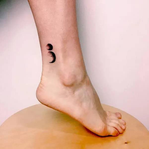 Semicolon Tattoo on Ankle